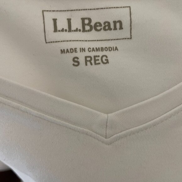 L.L. Bean T Shirt Top Women's Small Regular White Cotton Stretch V Neck Pullover - Picture 15 of 16